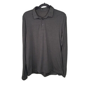 LULULEMON Evolution Long Sleeve Polo Shirt Mens Small Black Golf Performance
